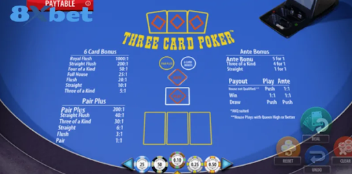 Luật Chơi Three Card Poker 8xBet